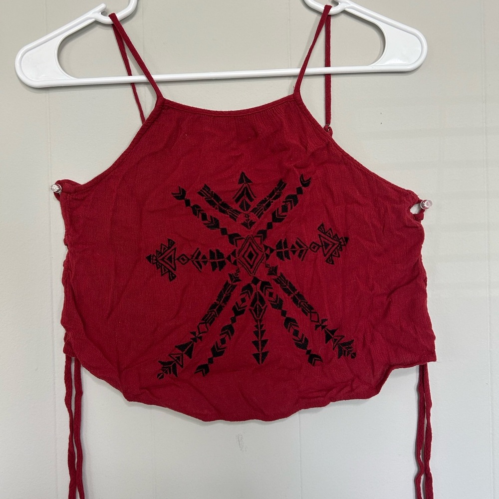 Small Forever 21 Red and Black Crop Top